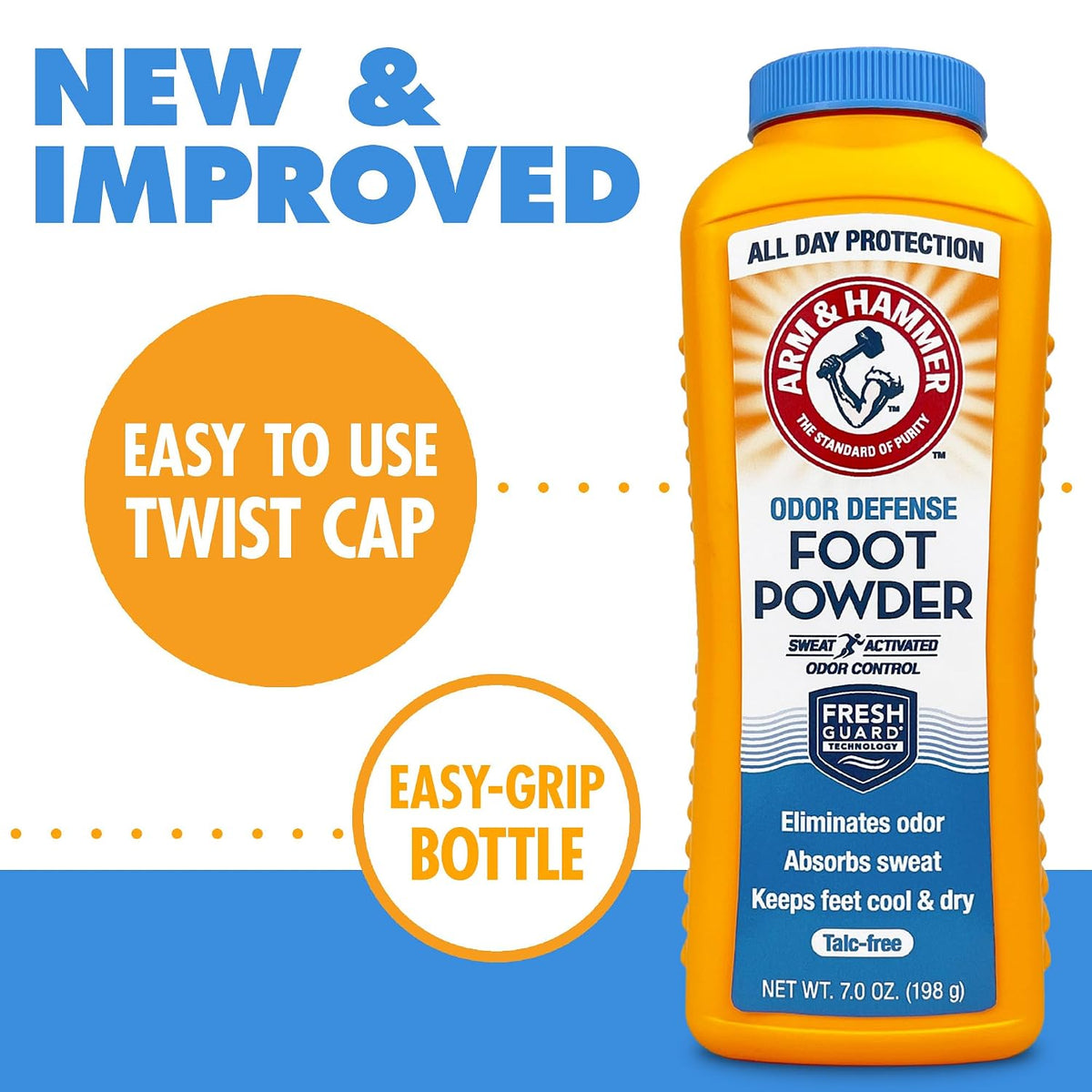 Arm & Hammer Foot Powder for Shoes & Feet, Talc-Free Odor & Moisture Control for Men & Women, 7 oz (9 Pack)