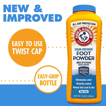 Arm & Hammer Foot Powder for Shoes & Feet, Talc-Free Odor & Moisture Control for Men & Women, 7 oz (9 Pack)