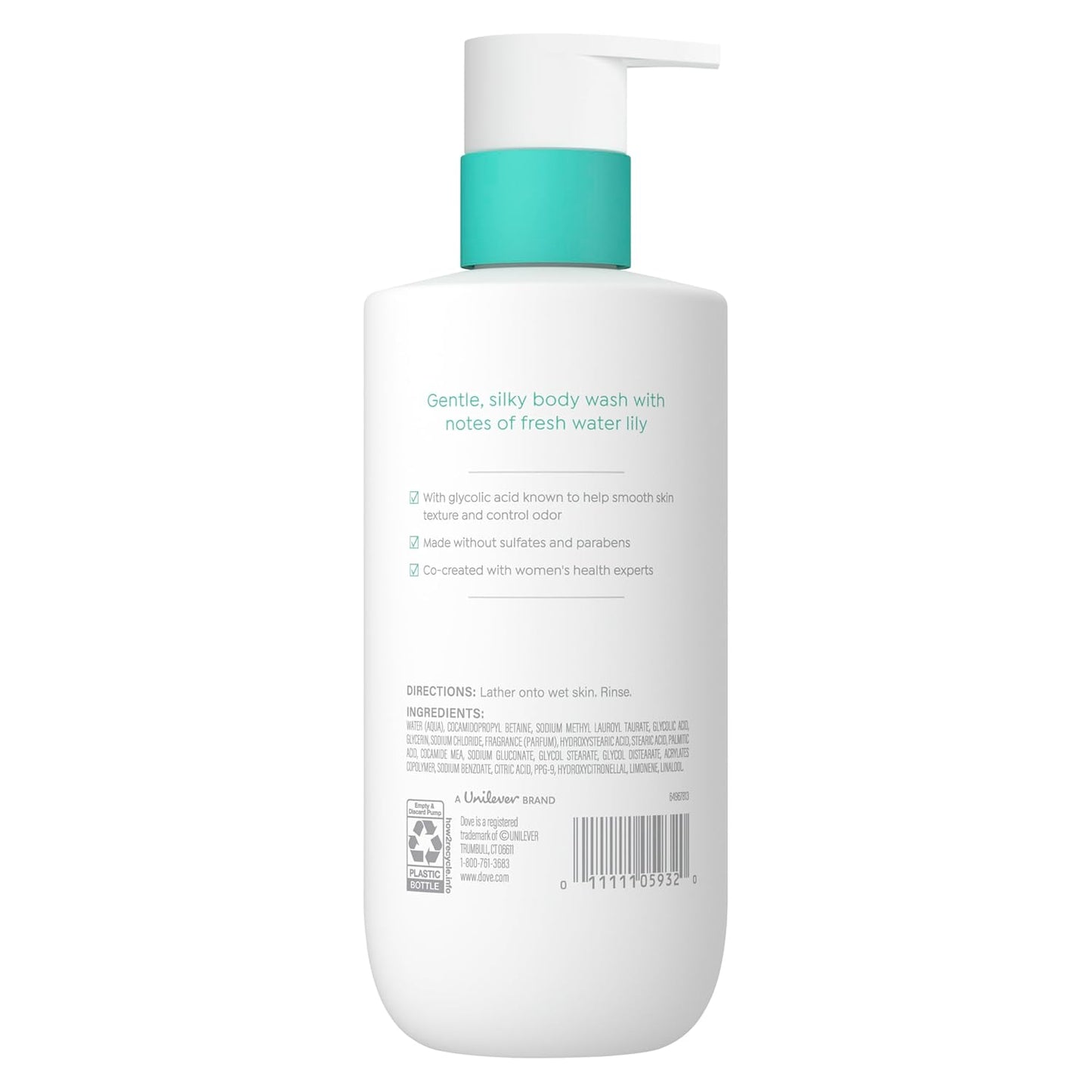 Dove Glycolic Serum Body Wash for Women, 14.2 oz | 2% glycolic acid body wash that helps control odor, smooth skin texture and support freshness during hormonal changes