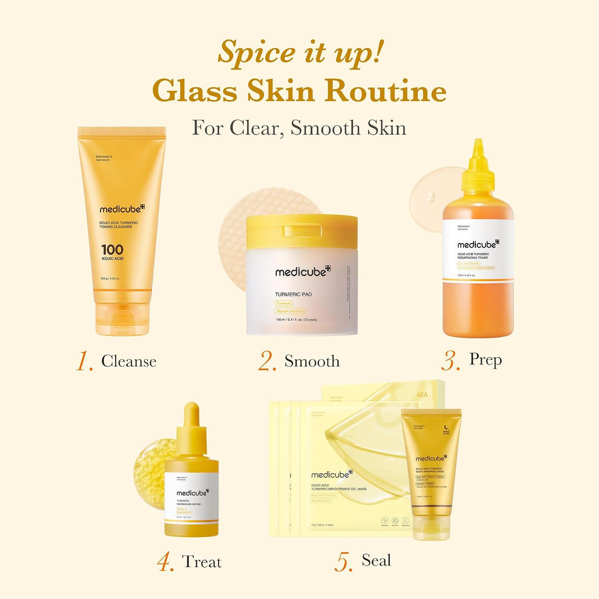 medicube Kojic Acid Turmeric Smoothing Toner for Face & Body | Lightweight Toner for Balancing Uneven Skin Tone & Texture | Niacinamide, Glycolic Acid for Clear Glass Skin | 8.45 fl.oz (Pack of 2)