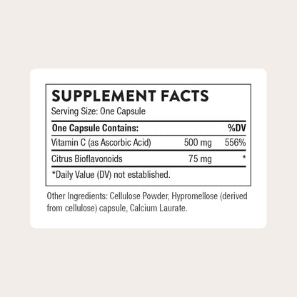THORNE Vitamin C 500 mg, Citrus Bioflavonoids from Oranges, 90 Capsules