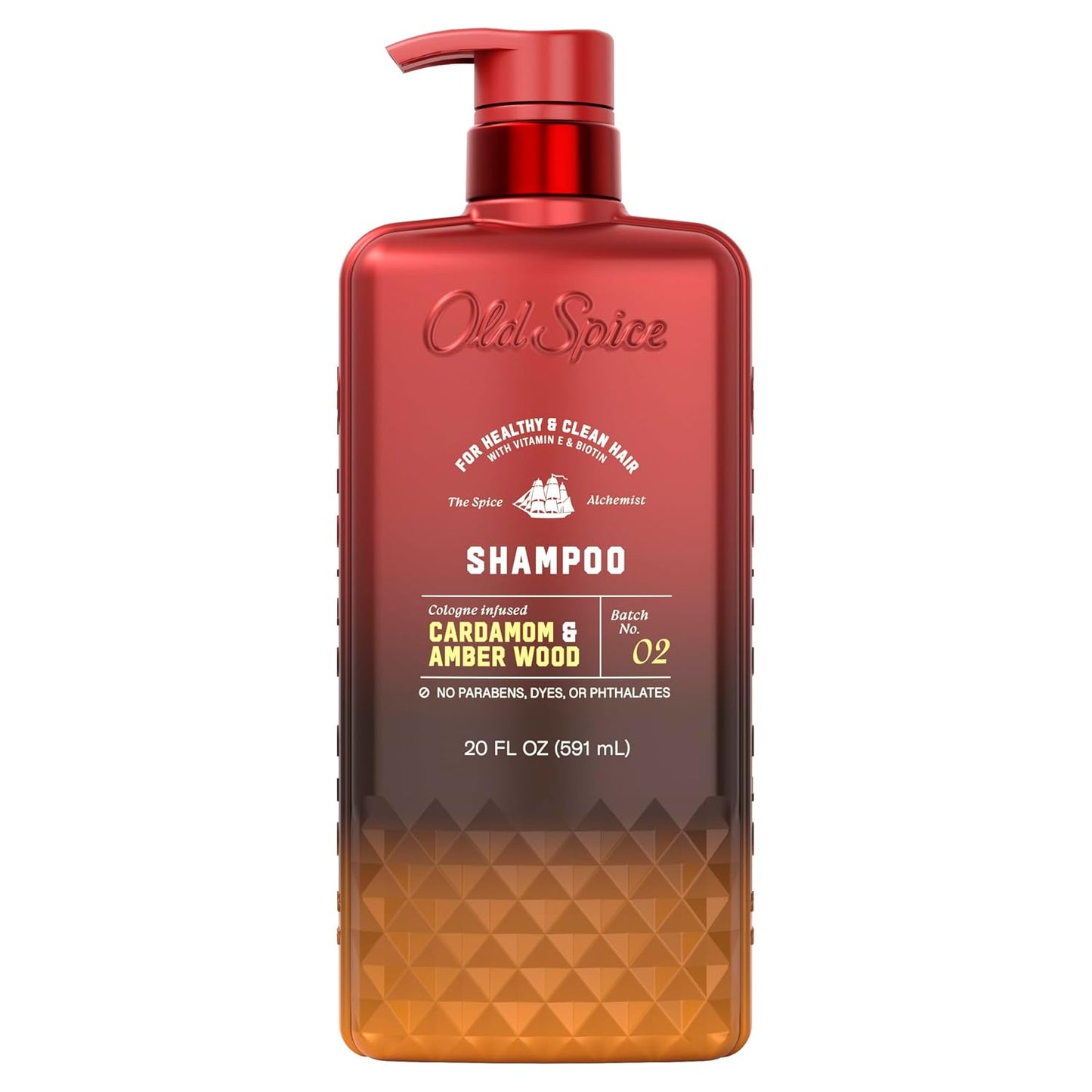 Old Spice Men's Shampoo, The Spice Alchemist Collection, Cologne-Infused Cardamom and Amber Wood Scent, Free of Parabens & Phthalates, 20 fl oz