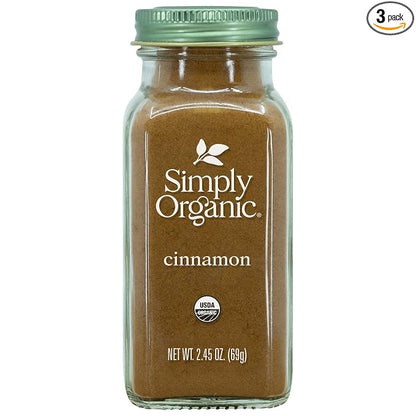 Simply Organic Ground Cinnamon, 2.45 Ounce Bottle, Gourmet Quality Cinnamon, Full Balanced Spicy Flavor, Kosher