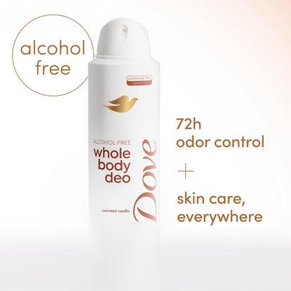Dove Whole Body Deodorant Spray for Women, Alcohol Free, Scent: Coconut Vanilla, 4 oz