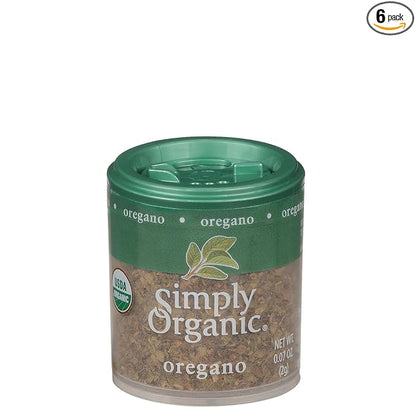 Simply Organic Oregano Leaf, Cut and Sifted, Certified Organic, Kosher, Mini Spices | 0.07 Ounce (Pack of 6)