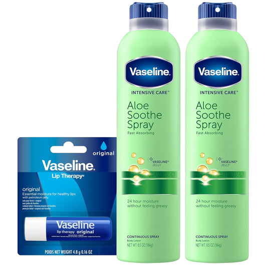 Vaseline Intensive Care Spray Moisturizer, Aloe Soothe 6.5 oz, Twin Pack