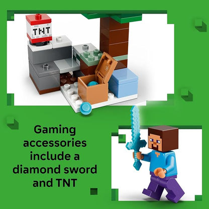 LEGO Minecraft Steve’s Taiga Adventure Building Toy for Boys & Girls - Video Game Playset & Toy Figures for Kids, Ages 6 + - W/2 Minifigures & 2 Pretend Play Animals - Gift Idea for Birthdays - 21583