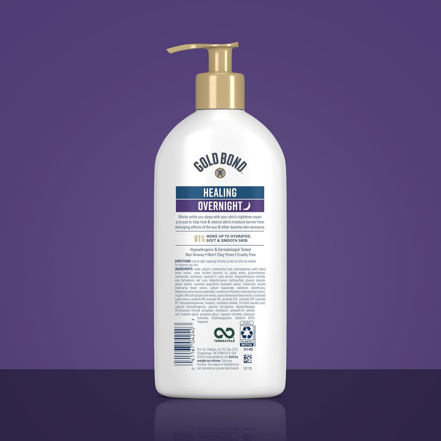 Gold Bond Healing Overnight Body & Face Hydrating Lotion for Dry Skin | Dry skin lotion, nongreasy moisturizer with Hyaluronic Acid, Aloe & Melatonin works while you sleep, 13 oz
