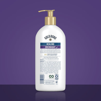 Gold Bond Healing Overnight Body & Face Hydrating Lotion for Dry Skin | Dry skin lotion, nongreasy moisturizer with Hyaluronic Acid, Aloe & Melatonin works while you sleep, 13 oz