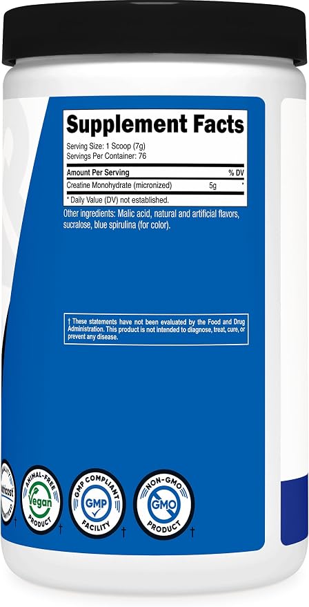 Nutricost Creatine Monohydrate Powder (Blue Raspberry), 500 Grams (1.1 LBS) (Pack of 2)