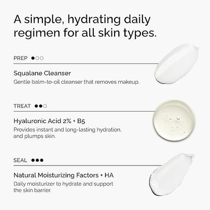 The Ordinary The Daily Set, Daily Skincare Routine with Squalane Cleanser, Hyaluronic Acid 2% + B5, and Natural Moisturizing Factors + HA | Skin Care Set