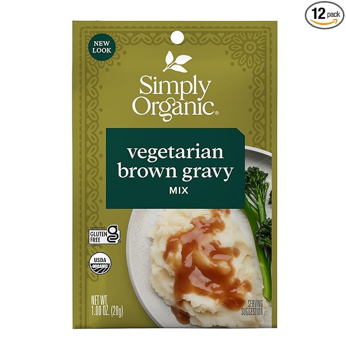 Simply Organic Vegetarian Brown Gravy Mix - Certified Organic, Vegan, Kosher | 1 Ounce (Pack of 12)