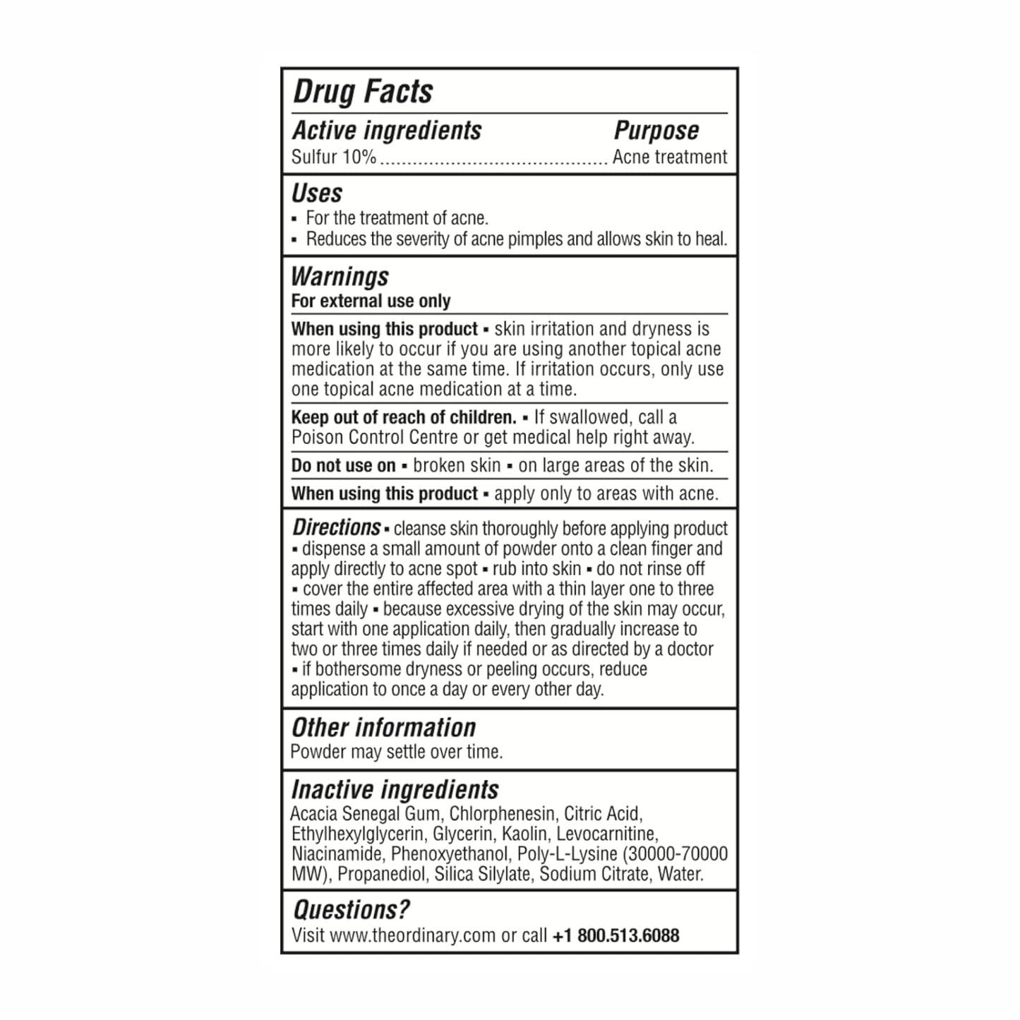 The Ordinary Sulfur 10% Powder-to-Cream Acne Spot Treatment Concentrate, Reduces Pimple Size and Zit Redness, 0.18 Oz (Pack of 2)