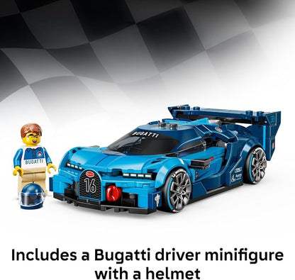 LEGO Speed Champions Bugatti Vision Gran Turismo Hyper Sports Car Building Toy for Kids & Gamers - Building Set W/Bugatti Driver Minifigure for Boys & Girls, Ages 9+ - Gift Idea for Birthdays - 77253