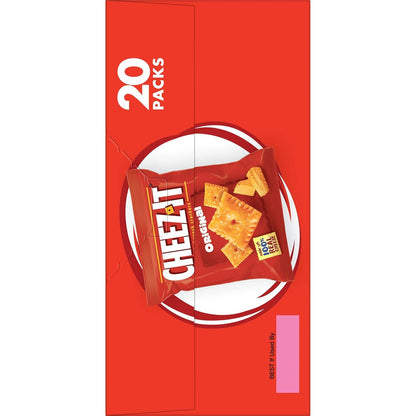 Cheez-It Cheese Crackers, Baked Snack Crackers, Lunch Snacks, Original, 20oz Box (20 Packs)