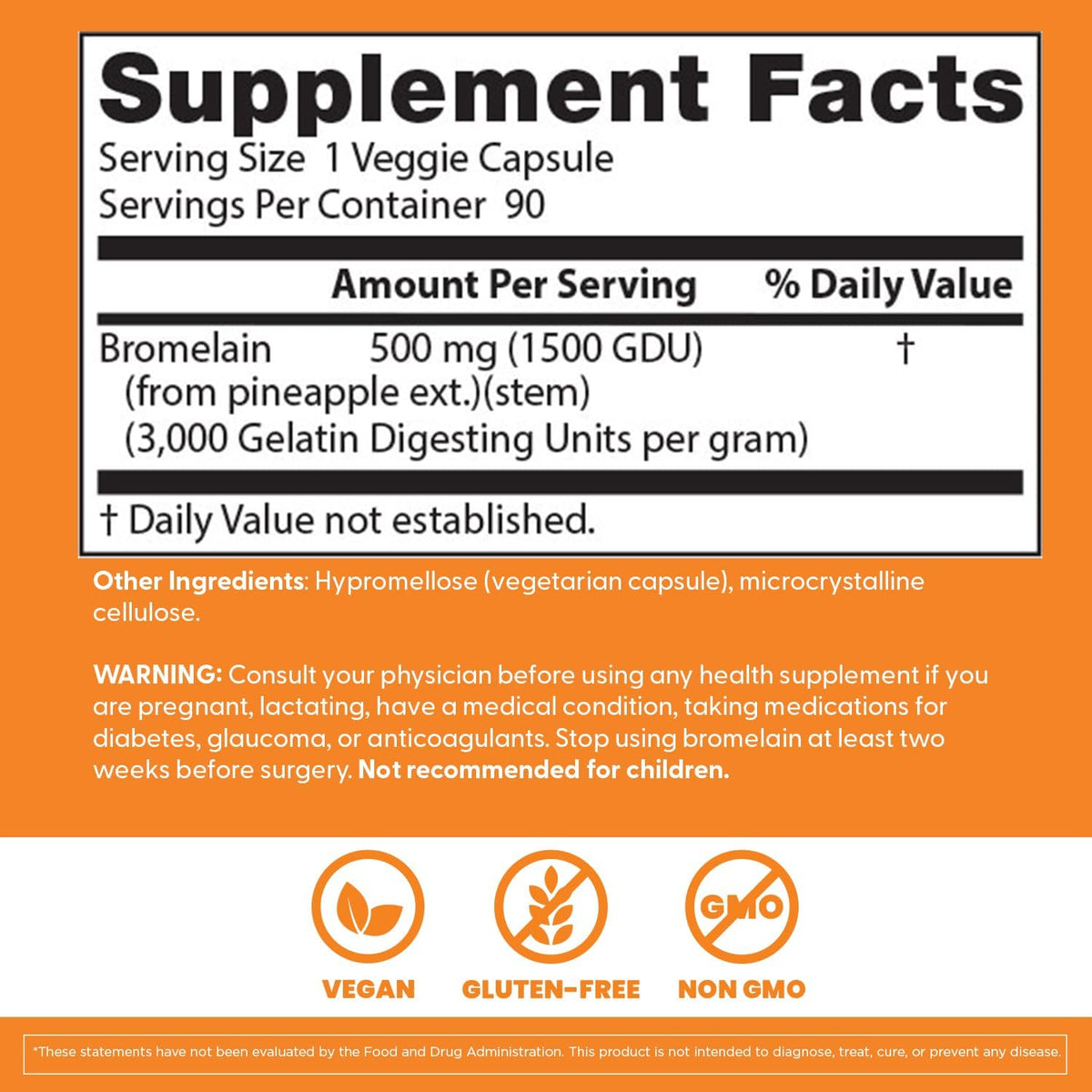 Doctor's Best Bromelain Supplement 500 mg, for Men & Women, 90 Veg Caps