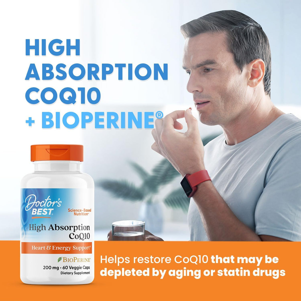 Doctor's BEST High Absorption CoQ10 200mg with BioPerine, 60 Veg Capsules