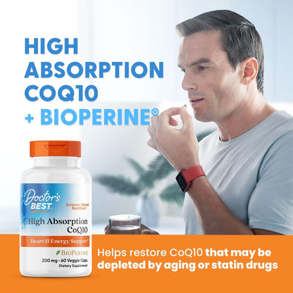Doctor's BEST High Absorption CoQ10 200mg with BioPerine, 60 Veg Capsules