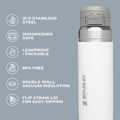 Stanley Quick Flip GO Water Bottle 24 oz, Push Button Lid | Leakproof and Packable for Travel and Sports | Insulated Stainless Steel, BPA-Free - Black 2.0 (Pack of 4)