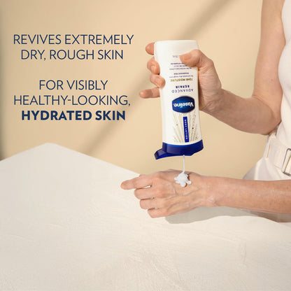 Vaseline Intensive Care Lotion, Unscented, Advanced Repair – Non-Greasy Moisturizer for Extremely Dry Skin + Professional Lip Therapy Tube