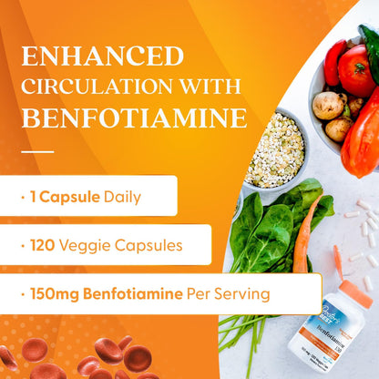 Doctor's Best Benfotiamine 150mg Supplement, Non GMO, 120 Veggie Caps