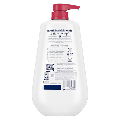 Dove 24hr Lotion Body Wash Revitalizante Cherry & Chia Milk, 30.6 oz | Hydrating body wash with MicroMoisture and a luscious cherry scent