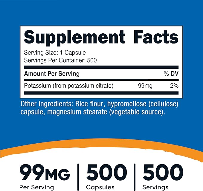 Nutricost Potassium Citrate 99mg, 500 Capsules