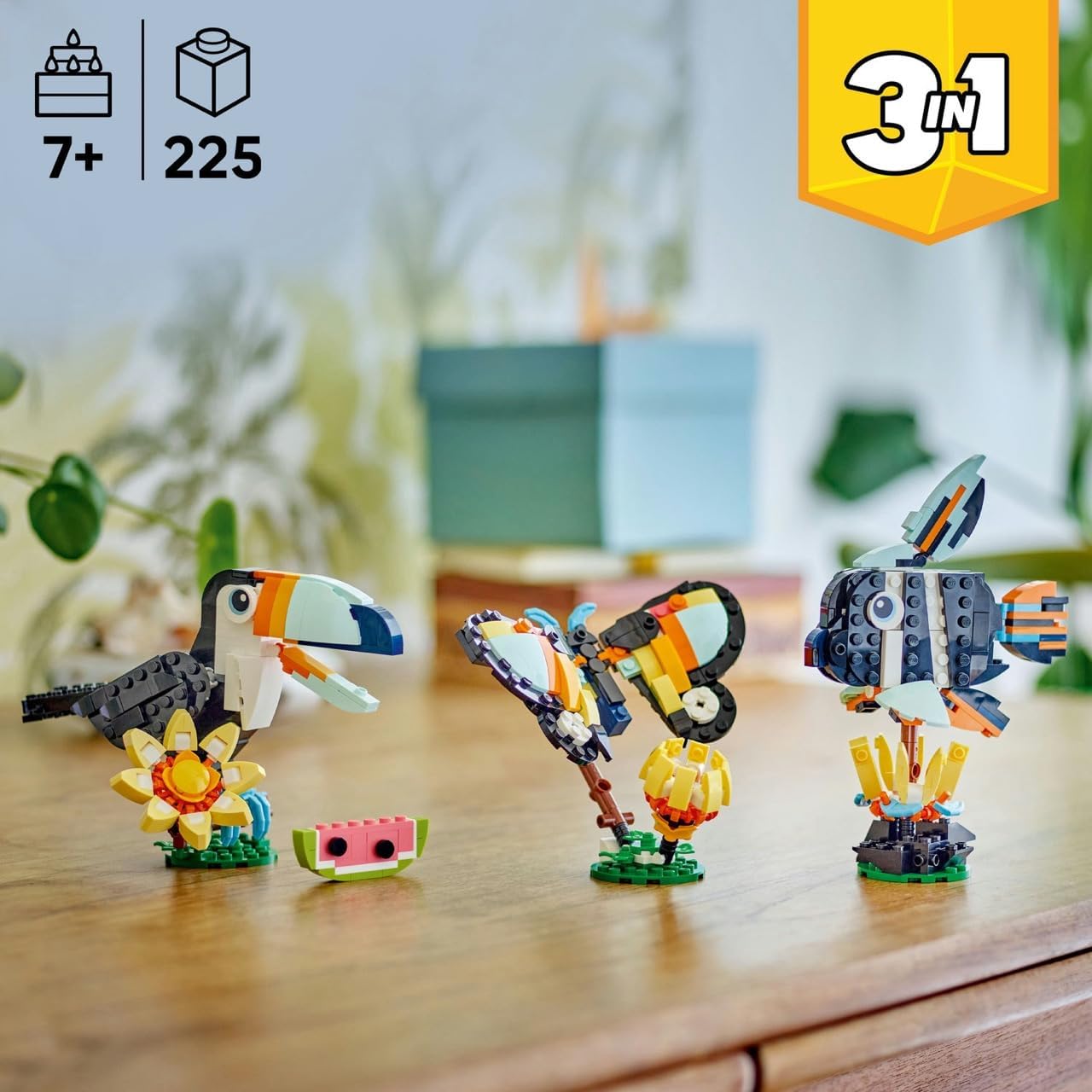 LEGO Creator 3 in 1 Wild Animals: Tropical Toucan Building Toy for Kids- Jungle Building Blocks & Learning Toy for Girls & Boys, Ages 7+ - Build 3 Animal Toys in 1 Set - Gift for Birthdays - 31173