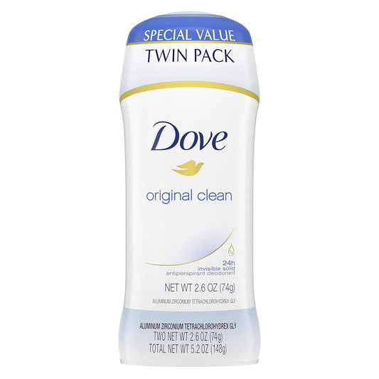 Dove Antiperspirant Deodorant 24-hour Sweat Protection Original Clean Deodorant for Women 2.6 oz, 2 Count