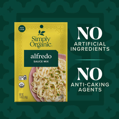 Simply Organic Alfredo Sauce Mix, Certified Organic, Kosher, Mixes Italian | 1.48 Ounce (Pack of 12)