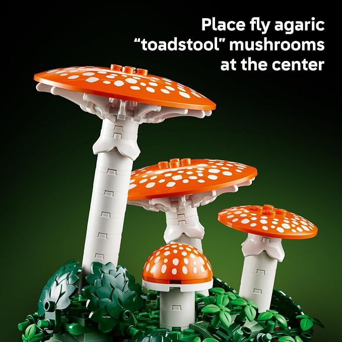 LEGO Botanicals Woodland Mushrooms - Building Set for Adults, Ages 18+ - Mushroom Decor for Home Office or Desk - Gifts for Women & Men - Craft Activity - 11505