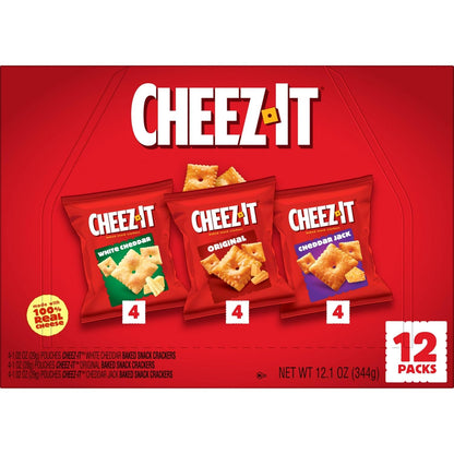 Cheez-It Cheese Crackers, Baked Snack Crackers, Lunch Snacks, Variety Pack, 12.1oz Box (12 Packs)