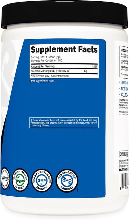 Nutricost Creatine Monohydrate Micronized Powder 500G, 100 Servings