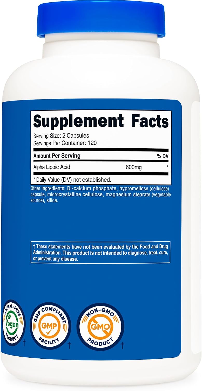 Nutricost Alpha Lipoic Acid 600mg Per Serving, 240 Capsules