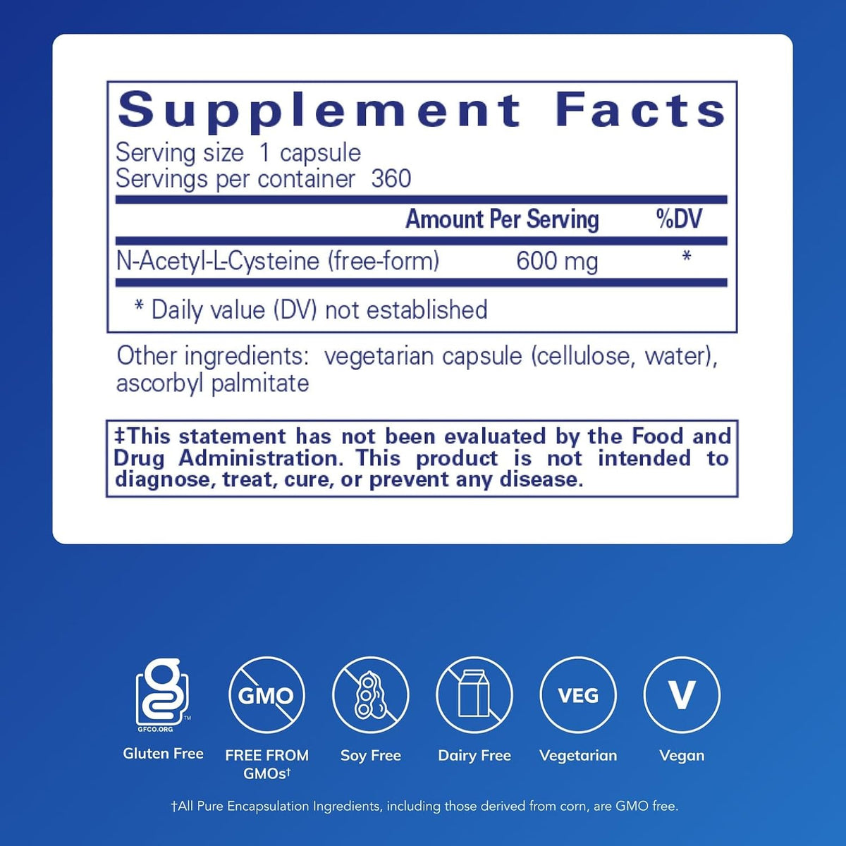 Pure Encapsulations NAC 600 mg, 360 Capsules