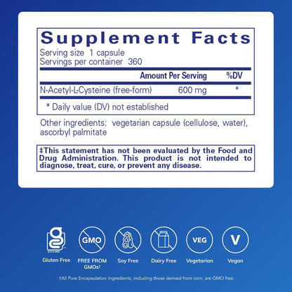 Pure Encapsulations NAC 600 mg, 360 Capsules
