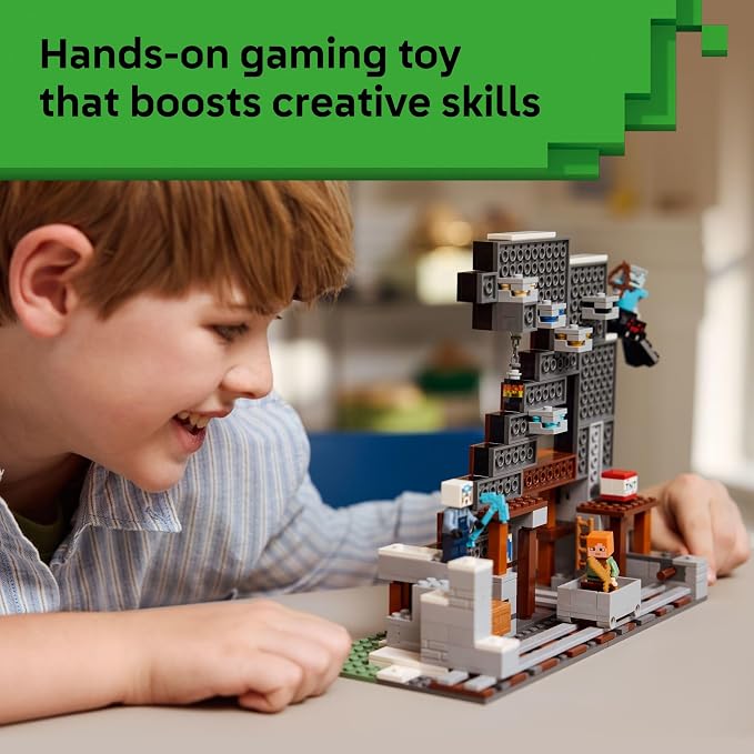 LEGO Minecraft the Pickaxe Mine Kids Toy - Building Set for Boys and Girls - Minecraft Toy for Gaming Fans 8+ - Includes Alex, Miner, and Stray Spider Jockey Minifigure - Birthday Gift Idea - 21277