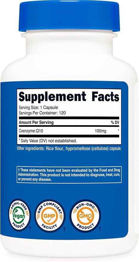 Nutricost CoQ10 100mg, 120 Vegetarian Capsules, 120 Servings, GMO-Free