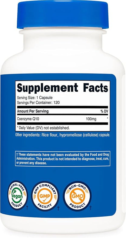 Nutricost CoQ10 100mg, 120 Vegetarian Capsules, 120 Servings, GMO-Free