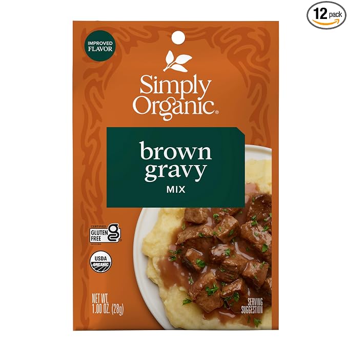Simply Organic Brown Gravy Mix, Certified Organic, Gluten Free | 1 Ounce (Pack of 12)