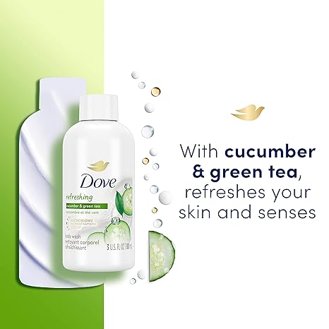 Dove Body Wash 24 Count Refreshing Cucumber and Green Tea Refreshes Skin Cleanser That Effectively Washes Away Bacteria While Nourishing Your 3 oz