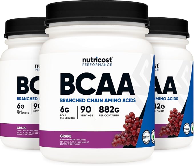 Nutricost BCAA Powder (Grape) 90 Servings, Optimal 2:1:1 Ratio, GMO-Free