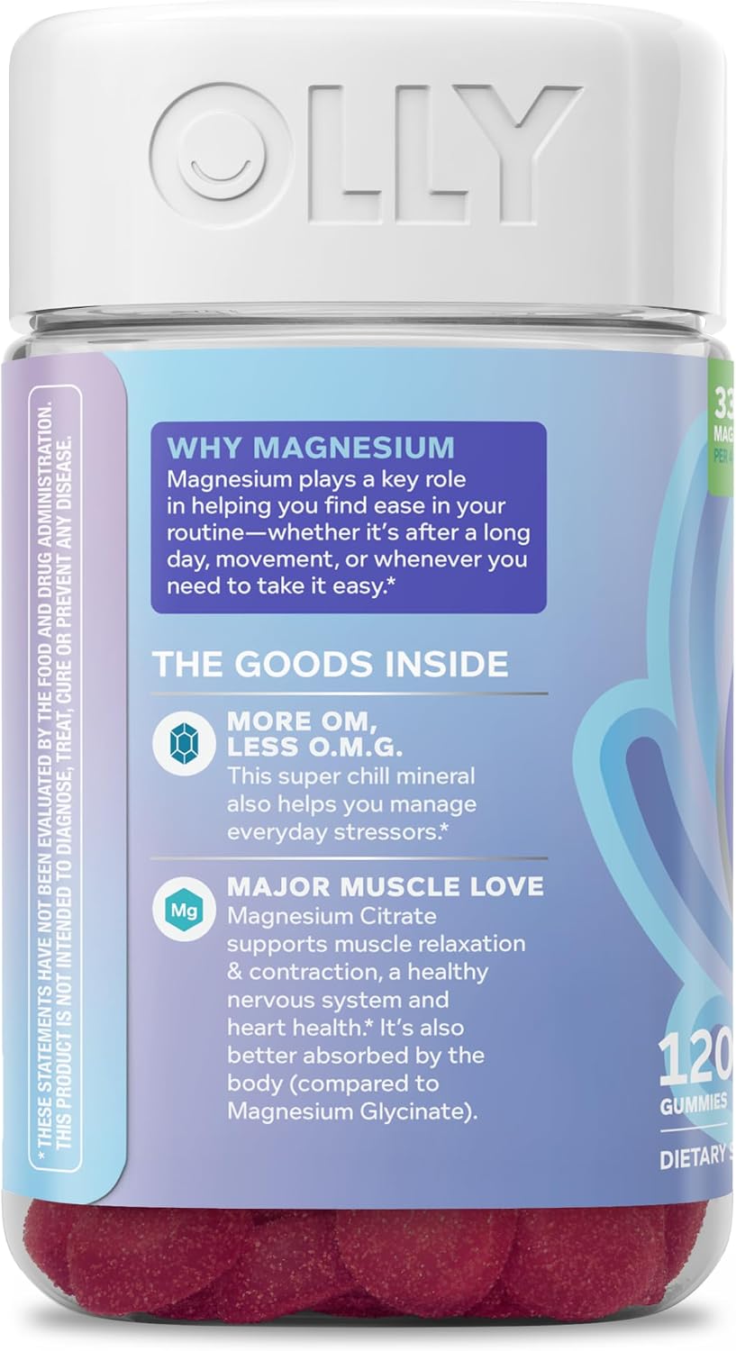 OLLY Relaxing Magnesium Gummies, Supports Muscle Relaxation* - 120 Count