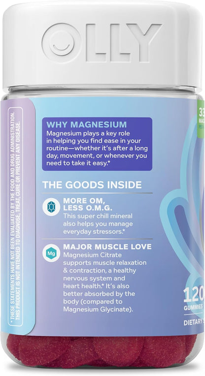 OLLY Relaxing Magnesium Gummies, Supports Muscle Relaxation* - 120 Count