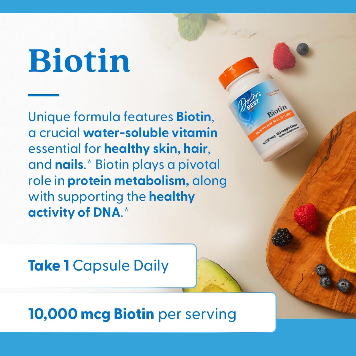Doctor's Best Biotin Vitamin Supplement 10000 mcg, 120 Veg Caps