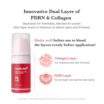 medicube PDRN Pink Collagen Bubble Serum - Bubble-to-Glow Firming Care