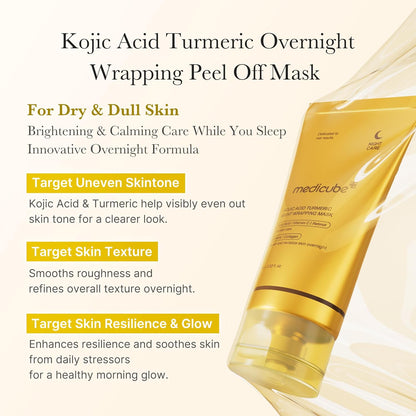 medicube Glass Skin Refining Duo at Night: Deep Vitamin C Golden Capsule Face Moisturizer and Turmeric Overnight Wrapping Peel Off Mask 2.0
