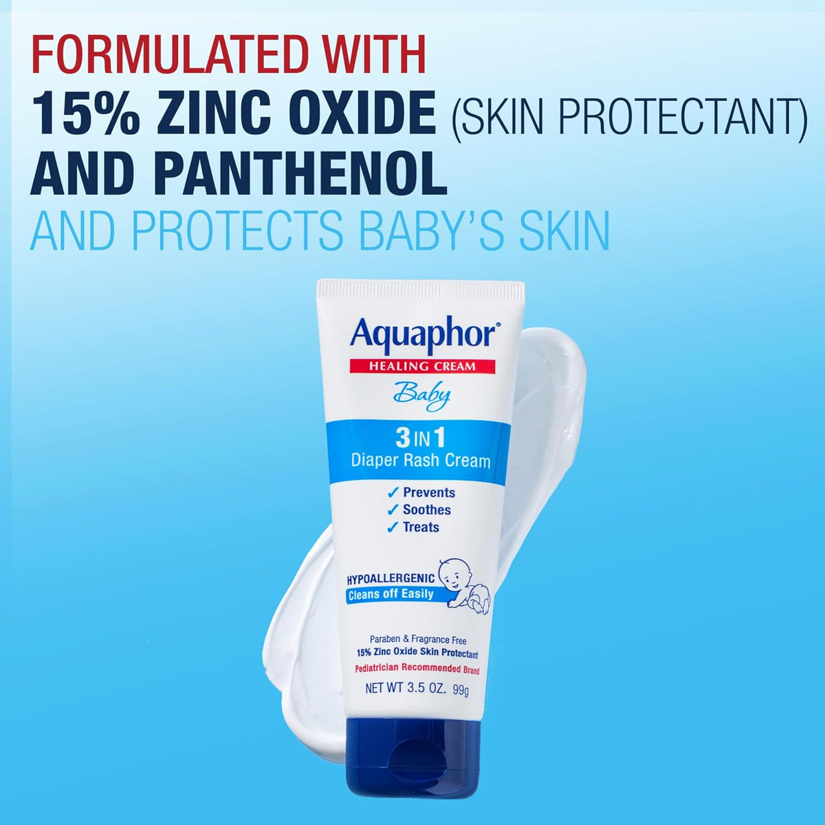 Aquaphor Baby Diaper Rash Cream with Zinc Oxide, Multipack, 3.5 Ounce (Pack of 12)