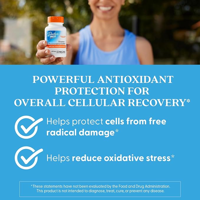 Doctor's BEST Trans Resveratrol Supplement 600 mg, Vegan, 60 Veg Caps