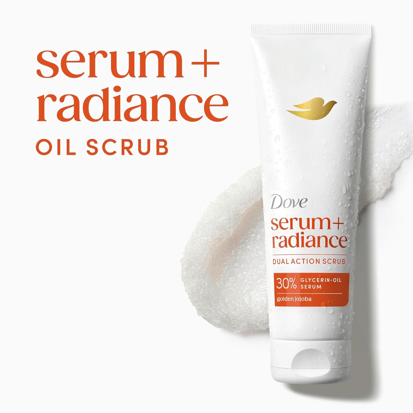 Dove Serum + Radiance Body Scrub with 30% Glycerin‑Oil Serum & Golden Jojoba for Smooth, Radiant Skin 8.5 OZ